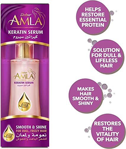 Dabur Amla Smooth & Shine Keratin Serum (50ml) - Anti-Frizz & Heat Protection