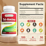 Best Naturals Tri-Amino Complex: L-Arginine, L-Ornithine, L-Lysine - 120 Tablets