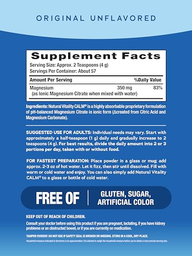 Natural Vitality Original Calm Magnesium Drink Mix - Citrate Supplement Powder 8 oz