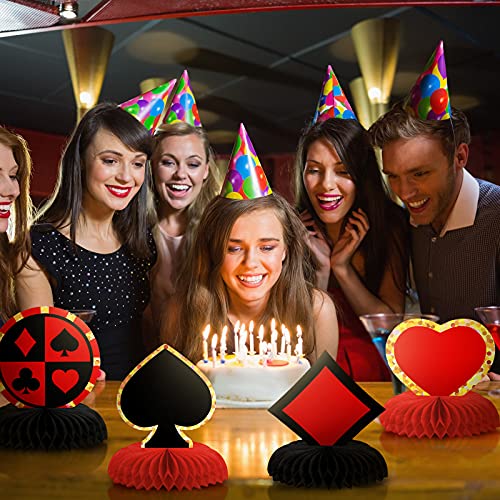 8-Piece Casino Birthday Party Decorations Set – Poker & Playing Card Theme Centerpieces & Signs