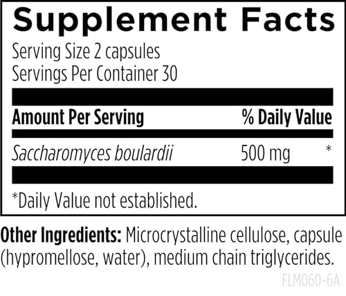 Designs for Health FloraMyces 500mg Saccharomyces Boulardii Probiotic - 60 Capsules for Gut Health & Immune Support