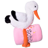 TE-Trend Pink Stork Cuddly Toy (38 cm) & Soft Baby Blanket (100x80 cm) Gift Set