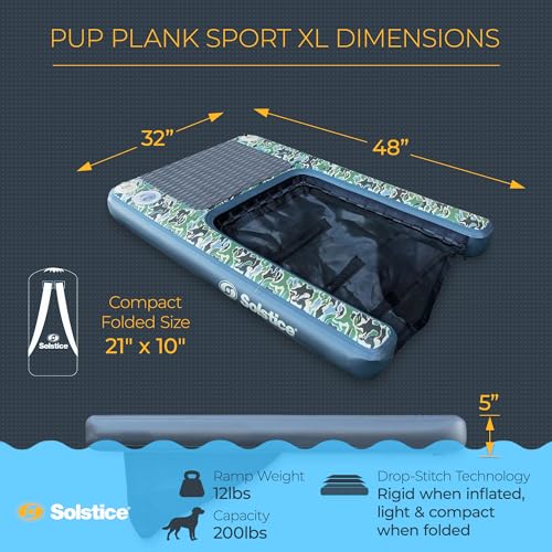 SOLSTICE Original Inflatable Pup Plank Pet Water Ramp for Boats & Pools