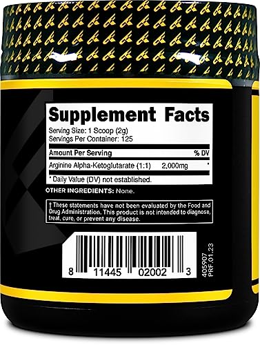Primaforce AAKG Powder - Pure Arginine Alpha-Ketoglutarate 250g for Nitric Oxide & Workout Performance