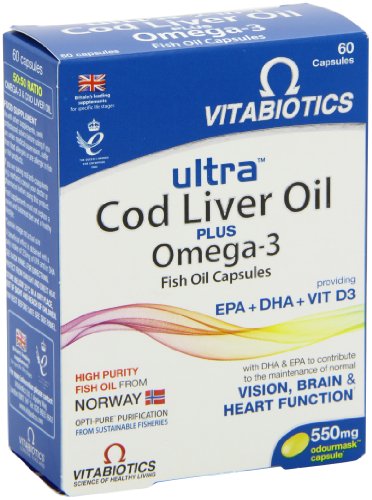 Vitabiotics Ultra Cod Liver Oil Plus Omega-3 (Orange Flavour) - 60 Capsules