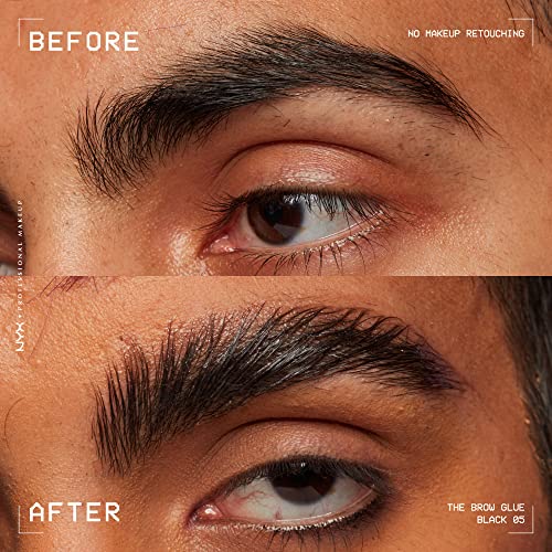 NYX Professional Makeup The Brow Glue Instant Brow Styler, Black - All-Day Brow Hold