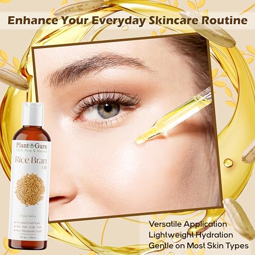100% Pure Rice Bran Oil - 4 fl. oz. Carrier Oil for Skin & Hair