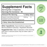 Double Wood Lions Mane Mushroom Capsules - Brain Support & Immune Health - 120 Count