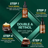 Retinol Face Cream & Serum Set - Anti-Aging, Firming, Moisturizing - 4pcs Combination for Fine Lines & Deep Care