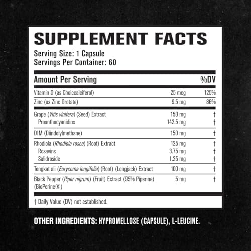 Jacked Factory Androsurge Estrogen Blocker for Men - Natural Testosterone Booster for Men & Estrogen Metabolizer with Tongkat Ali, DIM, Long Jack & More - Test Booster & Muscle Builder - 60 Count