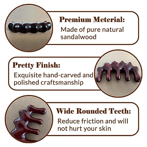 KASTWAVE Natural Sandalwood Massage & Acupressure Comb for Scalp, Face & Body