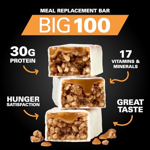 MET-Rx Big 100 Protein Meal Replacement Bar, Vanilla Caramel Churro, 9-Count