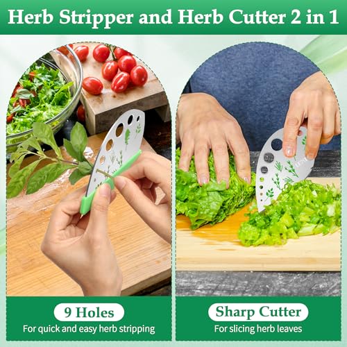 Luxiv Herb Stripper 9 Holes Stainless Steel Kitchen Tool for Kale Basil Rosemary - Green