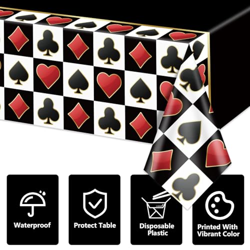 4 Pcs Black Casino Poker Tablecloths (Rectangular)