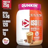 Dymatize ISO100 Hydrolyzed Whey Isolate Protein Powder - Dunkin' Cappuccino - 25g Protein, 95mg Caffeine, 5.5g BCAAs - 21.5 Oz