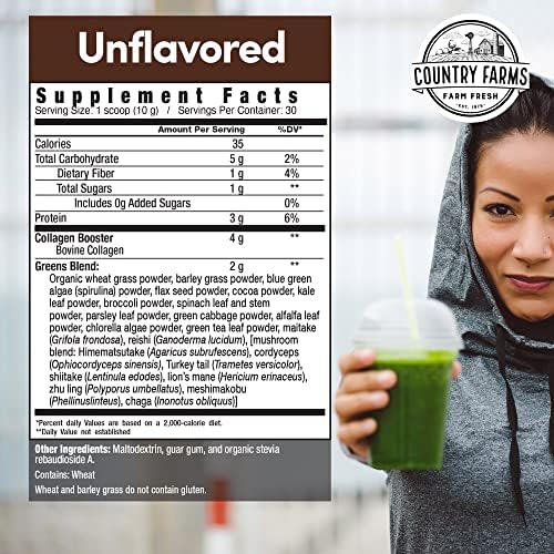 Country Farms, Collagen + Greens, Unflavored, 10.6 oz (300 g)