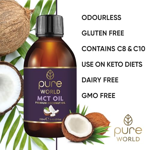 Pure World 100% Pure MCT Coconut Oil (100ml) - Natural C8 & C10 Vegan
