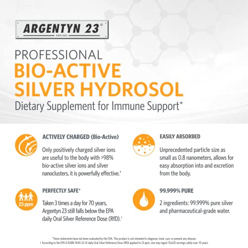 Allergy Research Group Argentyn 23 Bio-Active Silver Hydrosol Liquid, 8 fl oz (240ml)
