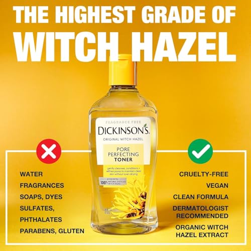 Dickinson's Original Witch Hazel Pore Perfecting Toner - 100% Natural (8 Fl Oz, Pack of 6)