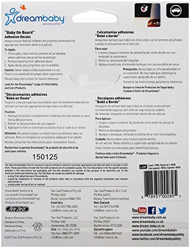 Dreambaby Pink Stork "Baby on Board" Adhesive Decal - 2 Pack Car Sticker