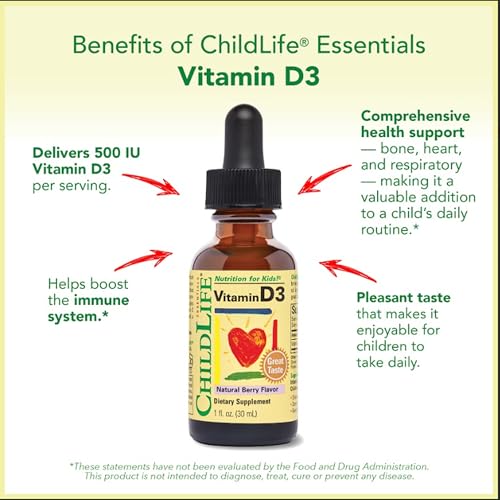 Child Life Vitamin D3 Berry Flavor 1oz Glass Bottle