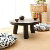 Small Round Wood Coffee Table - Low Living Room Side Table (Dark Brown/Bay Brown)
