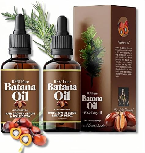 Organic Batana Oil with Rosemary - 100% Natural Hair Growth Treatment - 2-Pack (30ml/1 Fl Oz Each)