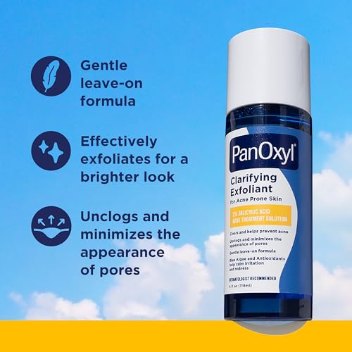 PanOxyl Clarifying Exfoliant with 2% Salicylic Acid - 4 fl oz | BHA Liquid Exfoliant for Acne Prone Skin & Pore Minimizing