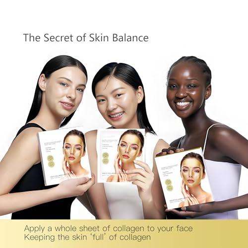 LBOYLlove 4pcs 24K Gold Collagen Overnight Face Masks - Hydrating Bio-Collagen for Anti-Wrinkle Lift