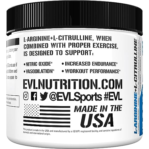 EVLution Nutrition L-Arginine + L-Citrulline Powder | Nitric Oxide & Endurance Support (75 Servings)