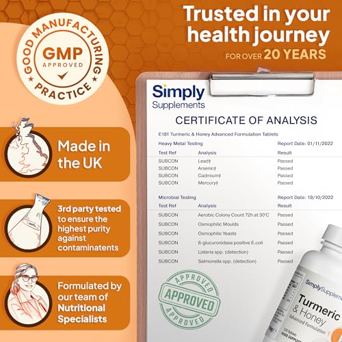 Turmeric and Honey Tablets - 120 Tablets, Vegetarian Friendly, Made in the UK for Natural Wellness