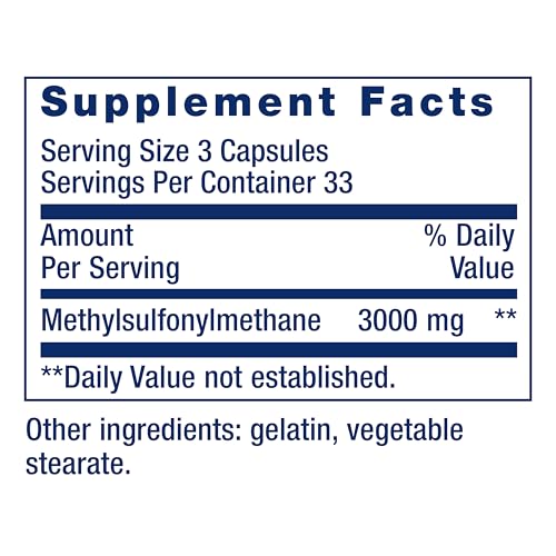 Life Extension MSM, 100 Capsules, 1000mg per Capsule for Joint Support