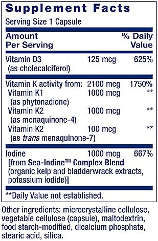 Life Extension, Vitamins D and K with Sea-Iodine, 60 Capsules