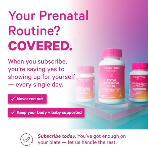 Pink Stork Total Prenatal Vitamins with DHA, Folate, Iron, Choline & B12 (60 Capsules)