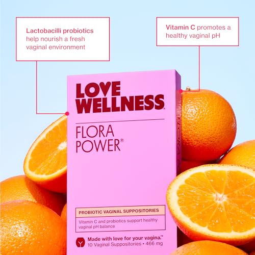 Love Wellness Flora Power Suppositories - Vitamin C for Vaginal Health & pH Balance (Pack of 10)