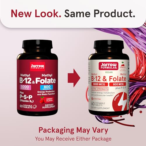 Jarrow Formulas Methyl Folate Lozenges - 800 mcg, Cherry Flavor, 60 Count -  Folate Support