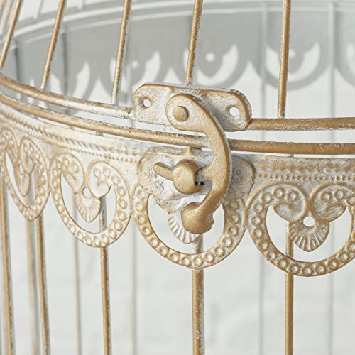 WHW Whole House Worlds Hamptons Romantic Gold Bird Cages Set of 2 - Decorative Table Top Centerpieces