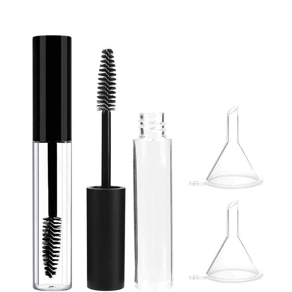 Joyzzz Refillable Mascara Tube Set - 2 Pack 10ml Leak-Proof Eyelash Serum Bottles with Brush Wands for DIY Cosmetics