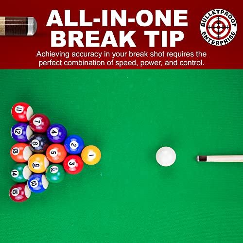 Professional Polymer Break & Jump Pool Cue Tip - Billiards Accessory Kit with Free Patch & Sticker
