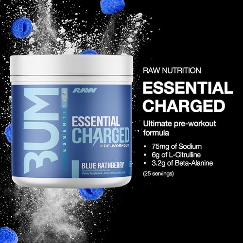 RAW Essential CHARGED Pre-Workout Powder - Rathberry Blue (25 Servings)