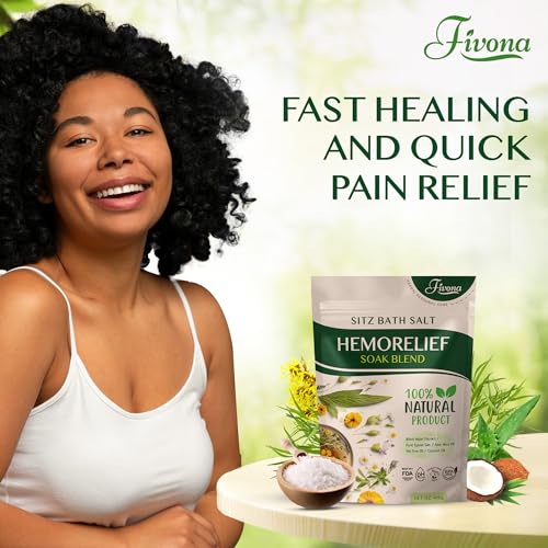 Hemorrhoid Treatment Sitz Bath Salt - Natural Soak Blend Epsom Salt with Essential Oils, Postpartum Recovery - 14.1oz