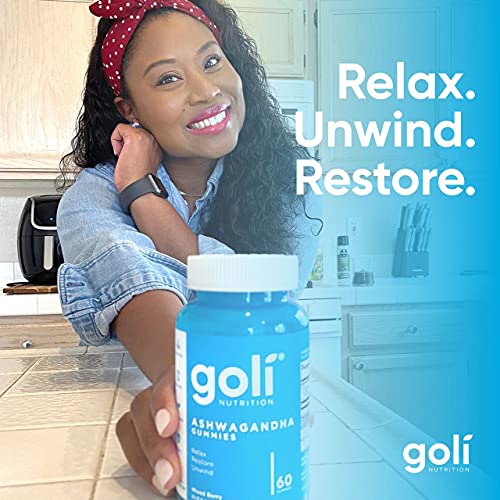 Goli KSM66 Ashwagandha Gummies - Mixed Berry Flavor, 60 Gluten-Free Gummies for Stress Relief