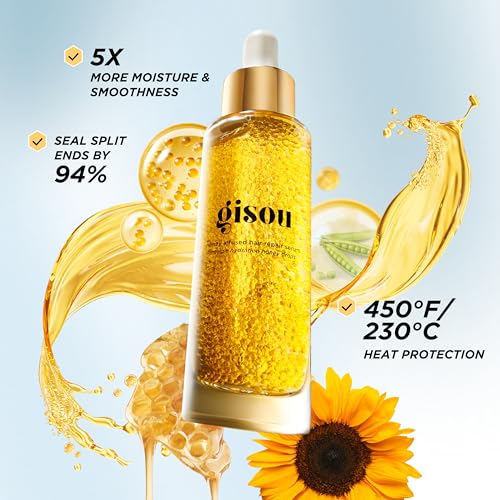 Gisou Honey Infused Hair Serum - Moisturizing Heat Shield for Damaged, Dry Hair and Split End Repair, 30ml Oak