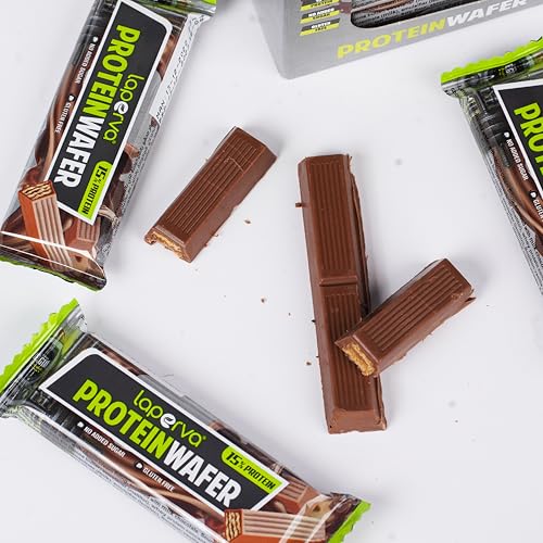 Laperva 15% Protein Chocolate Wafers – Gluten-Free, No Added Sugar, High Protein Snack, 25 Wafers per Box