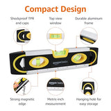 Amazon Basics Magnetic Torpedo Level and Ruler - 17.78 CM with Multiple Angle Bubbles