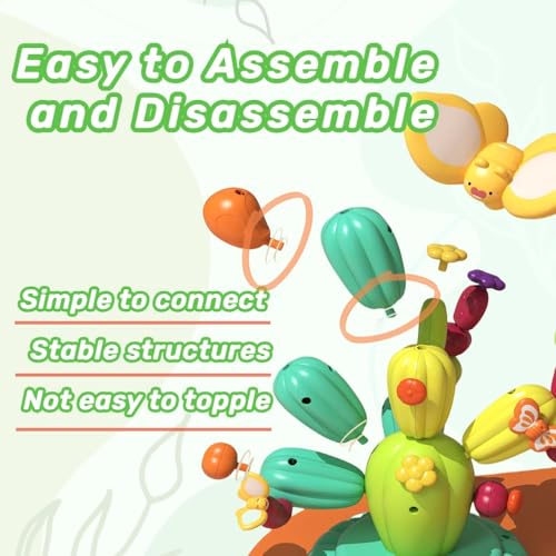 Rainbow Stacking Cactus Toy - 59 Piece Montessori Learning Game for Toddlers (Ages 3+) 