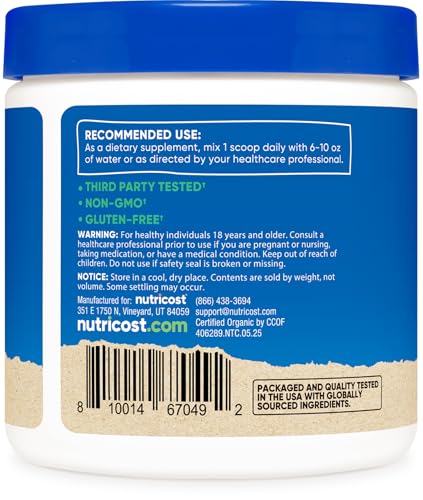 Nutricost Organic Lion's Mane Mushroom Powder 4oz - Certified USDA Organic