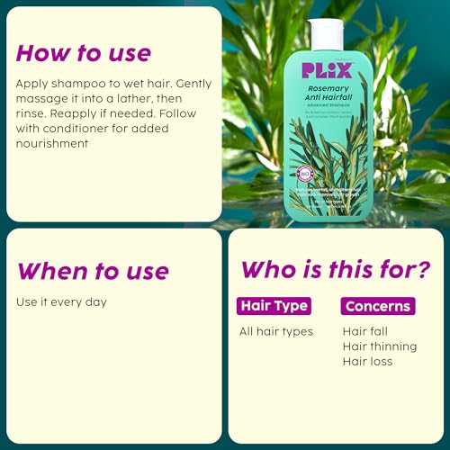 PLIX Rosemary Anti Hairfall Regime Combo (Shampoo, Conditioner & 3% Redensyl Serum) | Sulphate-Free