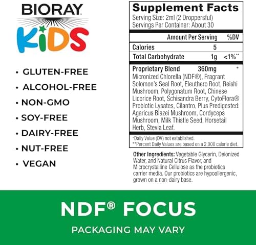 BIORAY Kids NDF Focus - Citrus Flavor - Cognitive Support - 2 fl oz
