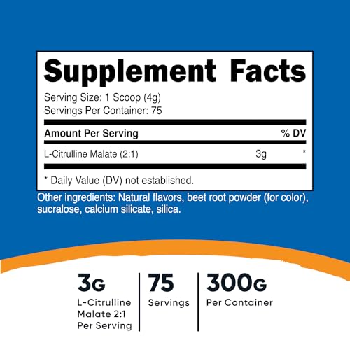 Nutricost L-Citrulline Malate 2:1 Powder - Strawberry Kiwi, 300g